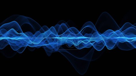 Abstract blue waves. Oscillation. Audio waveform. Futuristic waves visualization.
