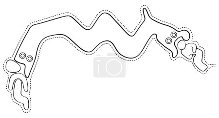 Ilustración de Serpiente de dos cabezas devorando dos figuras humanoides - geoglifo de las figuras de Palpa, Las Líneas de Palpa, Perú - Imagen libre de derechos