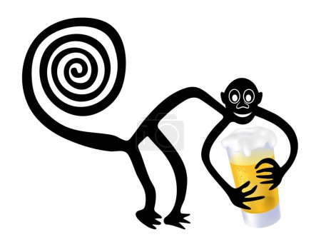 Ilustración de Geoglifo del Mono de Nazca con copa de berr, Líneas de Nazca, Desierto de Nazca, Perú - Imagen libre de derechos