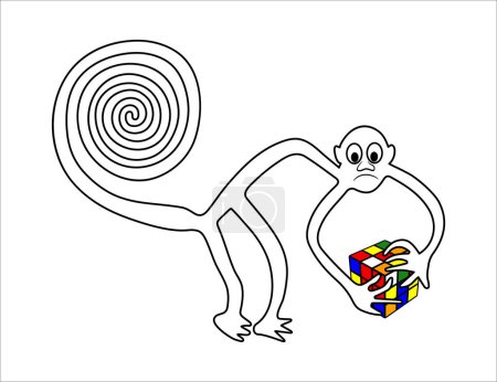 Ilustración de Geoglifo del Mono de Nazca con puzzle, Líneas de Nazca, Desierto de Nazca, Perú - Imagen libre de derechos
