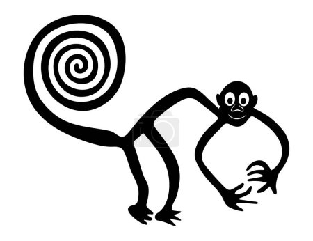 Illustration for Geoglyph of the smiling monkey, The Nazca Lines, Nazca Desert, Peru - Royalty Free Image