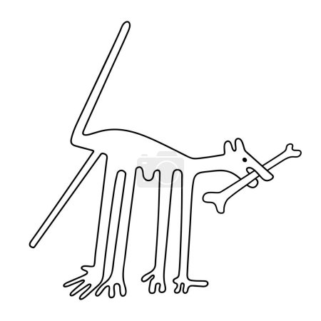 Ilustración de El perro con hueso - paráfrasis del famoso geoglifo El perro de Nazca, Líneas de Nazca, Desierto de Nazca, Perú - Imagen libre de derechos