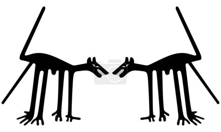 Ilustración de Lucha - una paráfrasis del famoso geoglifo de El Perro de Nazca, Líneas de Nazca, Desierto de Nazca, Perú - Imagen libre de derechos