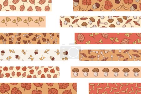 Illustration for Ready to use digital washi tapes for bullet journaling or planning. Autumn digital stickers. Vector art. - Royalty Free Image