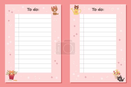Illustration for To do checklist with cute cartoon kittens. Planner template. Kids friendly stationery. Vector art. - Royalty Free Image