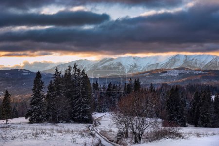 Photo for Winter landscape of Tatra Mountains at sunrise. Poland - Royalty Free Image
