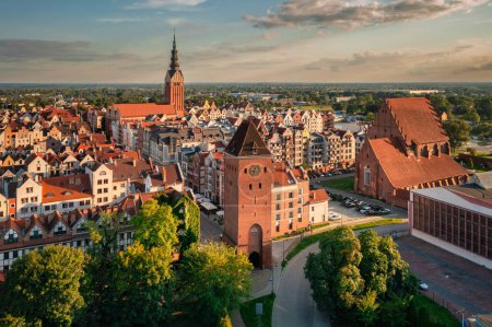 Photo for Summer scenery of Elblag city in the light of the setting sun. Poland - Royalty Free Image