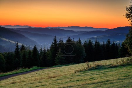 Photo for Pieniny Mountains in the first rays of the rising sun, Slovakia. - Royalty Free Image