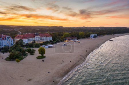 Photo for Beautiful architecture of Sopot city by the Baltic Sea at sunset, Poland. - Royalty Free Image