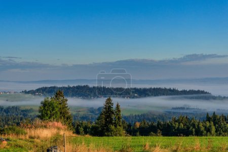 Photo for Beautiful landscape of the foggy Podhale region. Poland - Royalty Free Image