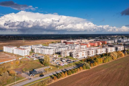 Photo for Aerial view of a residential area in Pruszcz Gdanski, Poland - Royalty Free Image