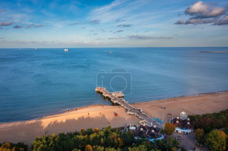 Photo for Baltic Sea pier in Gdansk Brzezno at autumn, Poland - Royalty Free Image