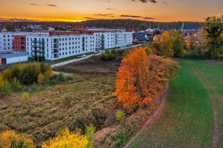 Téléchargez les photos : Vue aérienne d'un quartier résidentiel à Rotmankai, Pologne - en image libre de droit
