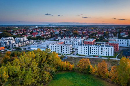 Photo for Aerial view of a residential area in Rotmankai, Poland - Royalty Free Image