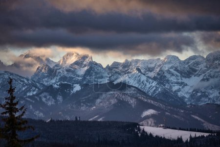 Photo for Winter landscape of Tatra Mountains at sunrise. Poland - Royalty Free Image