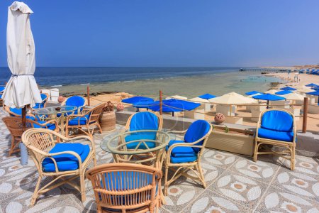 Photo for Armchairs on the sunny beach in Marsa Alam, Egypt - Royalty Free Image