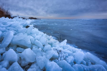 Photo for Baltic sea beach at winter in Kuznica, Hel Peninsula. Poland - Royalty Free Image