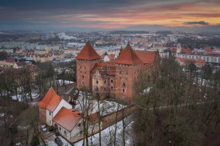 Photo for Teutonic castle in Nidzica at sunset, Poland. - Royalty Free Image