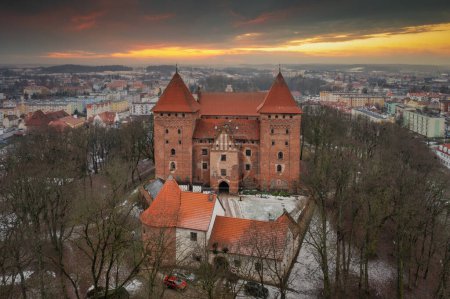 Teutonic castle in Nidzica at sunset, Poland.