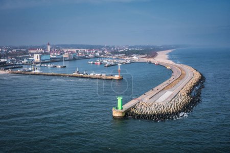 Photo for Aerial landscape of the harbor in Wladyslawowo at Baltic Sea. Poland. - Royalty Free Image
