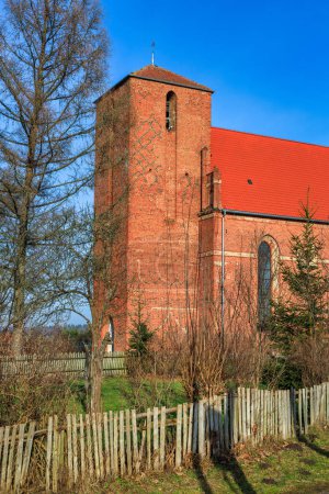 Photo for 14th century parish church in Mingaje, Warmia region. Poland - Royalty Free Image