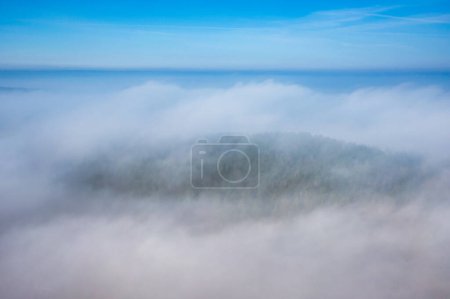 Photo for Amazing aerial forest landscape over fog. Poland - Royalty Free Image