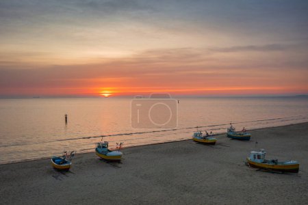 Photo for Beautiful sunrise on the beach of Baltic Sea in Sopot, Poland - Royalty Free Image