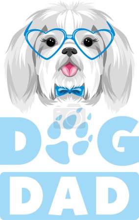 Illustration for Pretty Shih Tzu in blue eyeglasses. Dog dad - Royalty Free Image