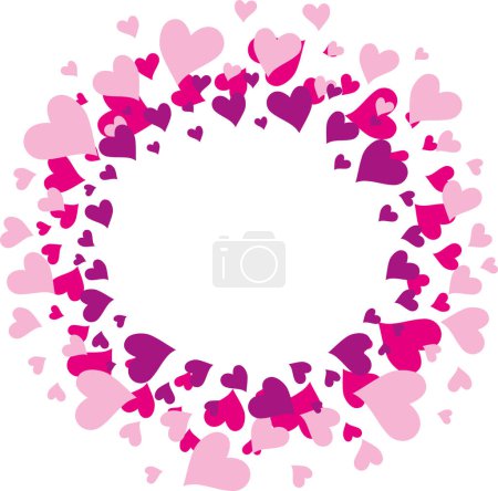 Ilustración de Abstract circle of pink hearts - Imagen libre de derechos