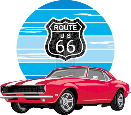 Photo for Classic retro car. Route 66 - Royalty Free Image