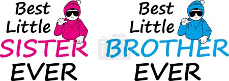 Photo for Best little sister and brother ever. Cartoonish cute design - Royalty Free Image