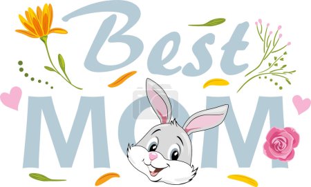 Photo for Best MOM. Floral design with rabbit - Royalty Free Image