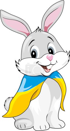 Photo for Cute smiling rabbit wear Ukrainian flag - Royalty Free Image
