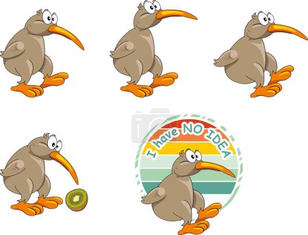 Photo for Funny cartoonish kiwi bird. Set for design - Royalty Free Image