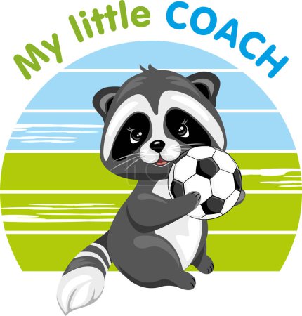 Photo for Cute raccoon with soccer ball. My little coach - Royalty Free Image