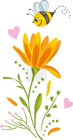 Illustration for Cute floral design with bee - Royalty Free Image