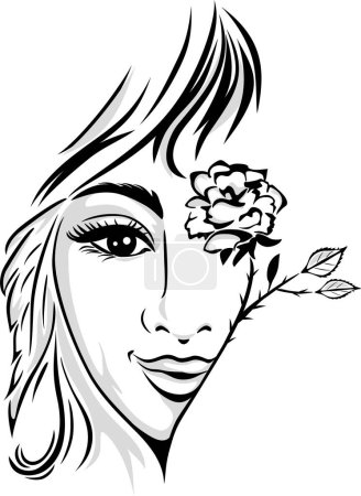 Téléchargez les illustrations : Humeur florale. Design élégant noir et blanc - en licence libre de droit