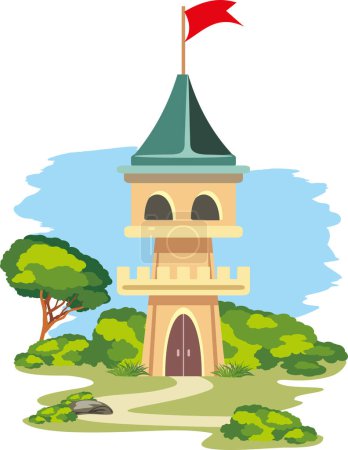 Ilustración de Castillo de dibujos animados. Dibujo simple - Imagen libre de derechos