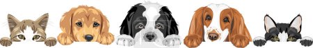 Téléchargez les illustrations : Peeking mignon chiens et chats - en licence libre de droit