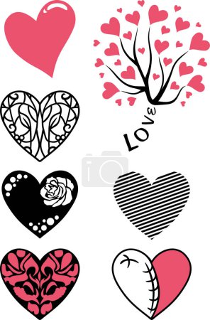 Photo for Set of decorative hearts isolated on white - Royalty Free Image