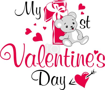 Photo for My first Valentine's day. Festive design with plush bear - Royalty Free Image