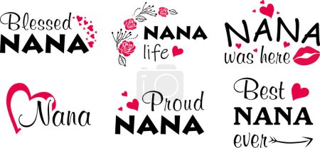 Illustration for Nana bundle. Six simple designs - Royalty Free Image