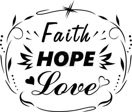 Illustration for Faith. Hope. Love. Simple design in black - Royalty Free Image