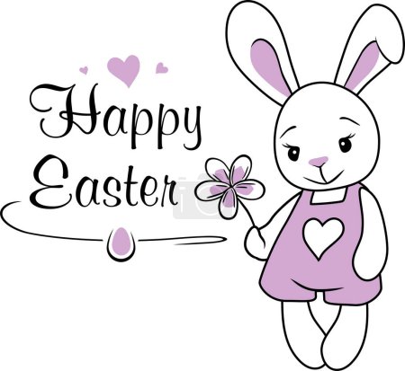 Photo for Cute cartoonish rabbit with flower. Festive design to the Easter - Royalty Free Image