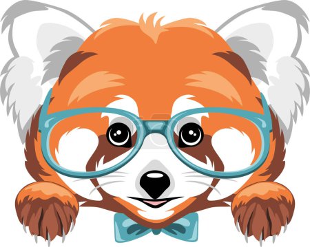 Photo for Peeking smart red panda with eyeglasses - Royalty Free Image