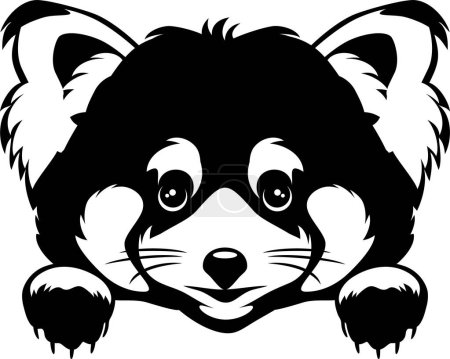Photo for Peeking cute red panda. Black and white version - Royalty Free Image