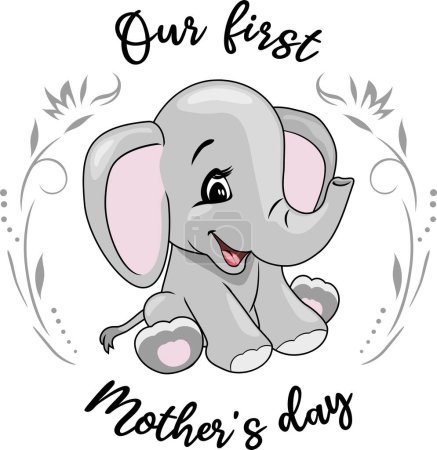 Photo for Our first Mother's day. Festive design with a baby elephant - Royalty Free Image