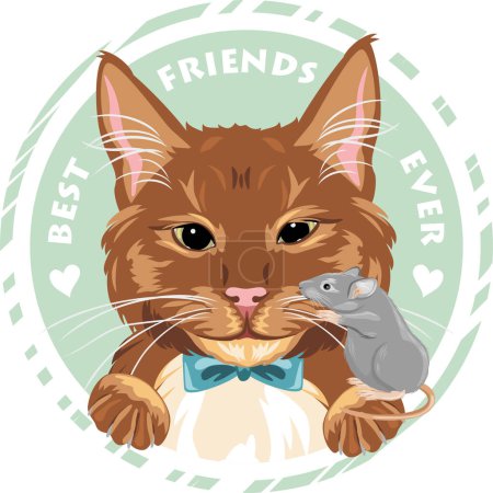 Photo for Cat and mouse are best friends ever. Sticker - Royalty Free Image