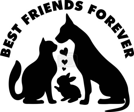 Illustration for Cat, dog and rabbit are best friends forever - Royalty Free Image
