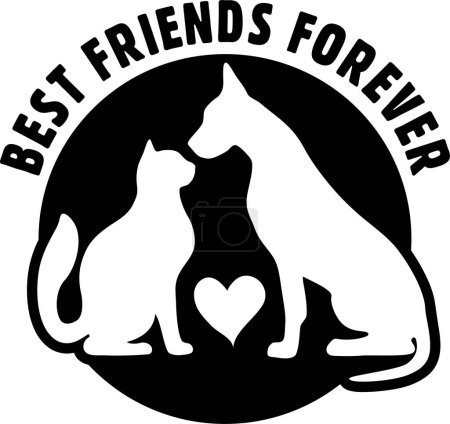 Illustration for Cat and dog are best friends forever - Royalty Free Image